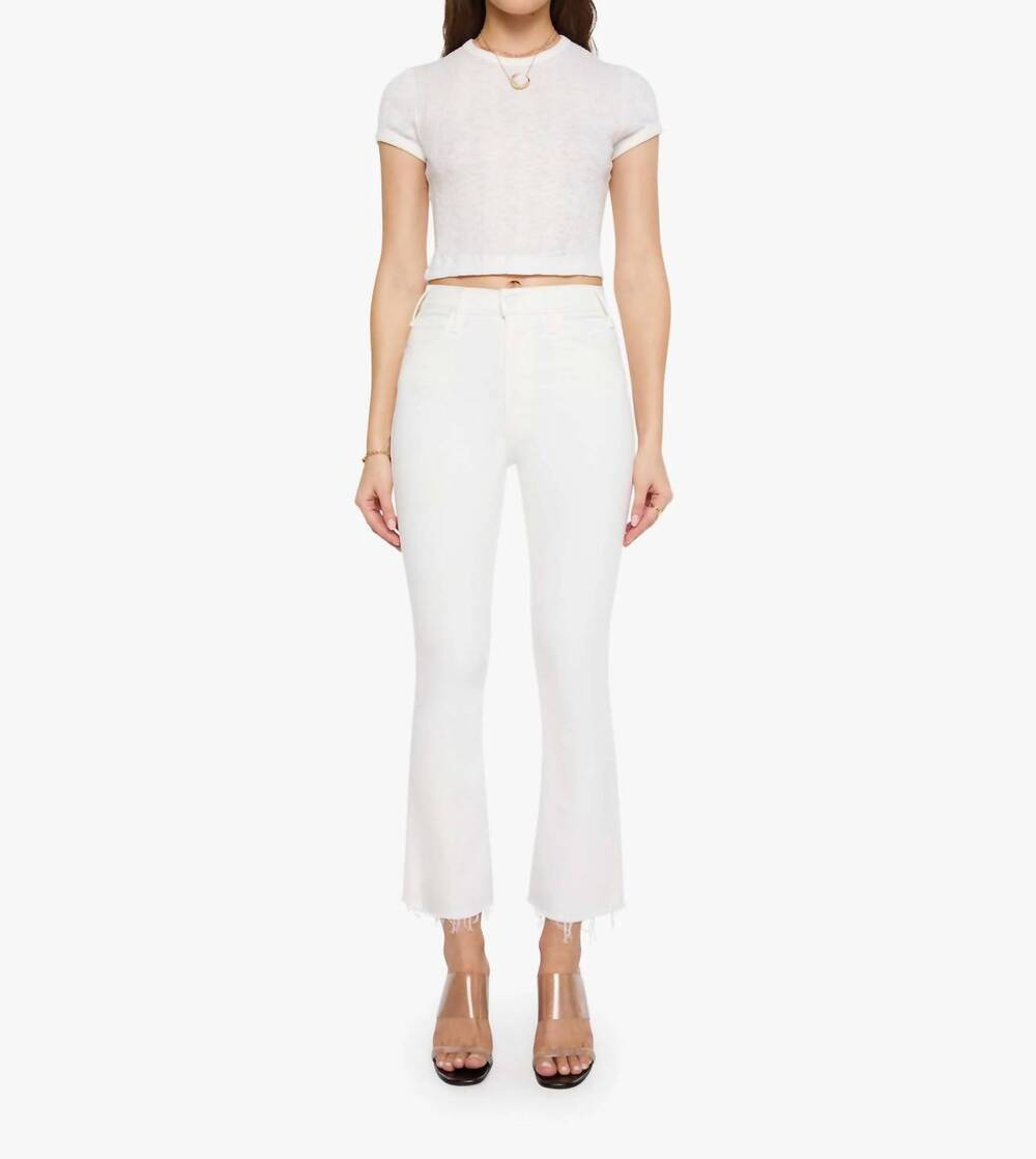 NEW MOTHER hustler ankle fray flare jeans in fairest of them all